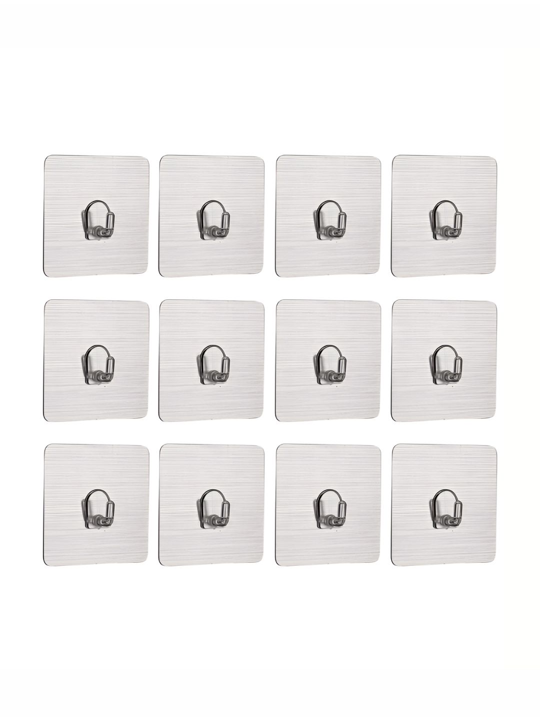 HOKIPO Silver Toned 12 Pieces Wall Adhesive Hook