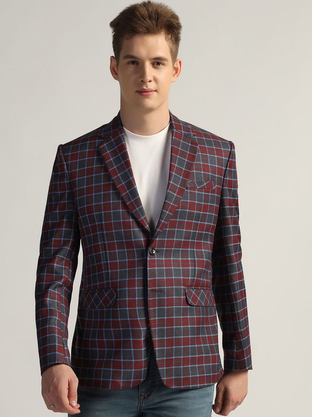 TAHVO Checked Single Breasted Blazer