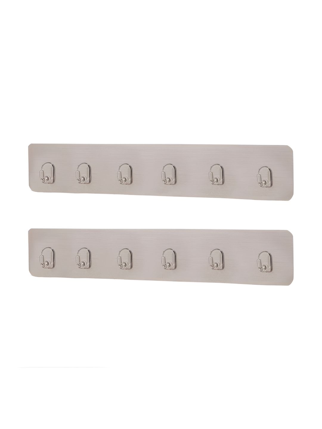 HOKIPO Silver Toned 2 Pieces Adhesive Wall Hooks