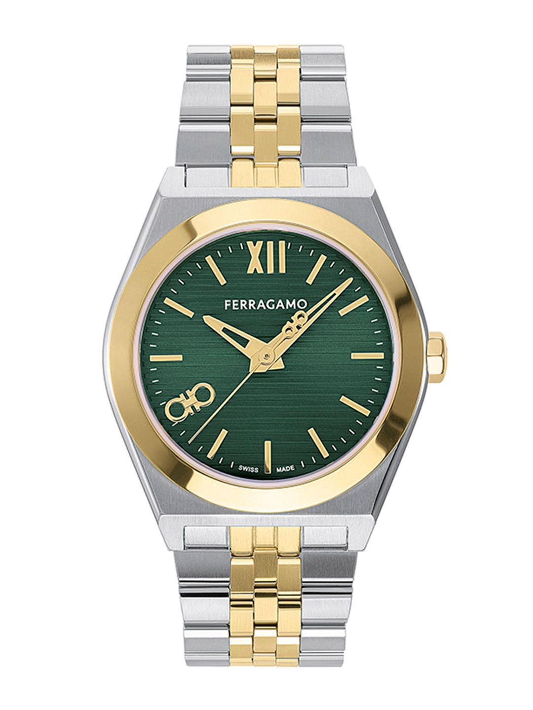 Ferragamo Ferragamo Men Brass Embellished Dial & Stainless Steel Straps Analogue Watch SFKI00524