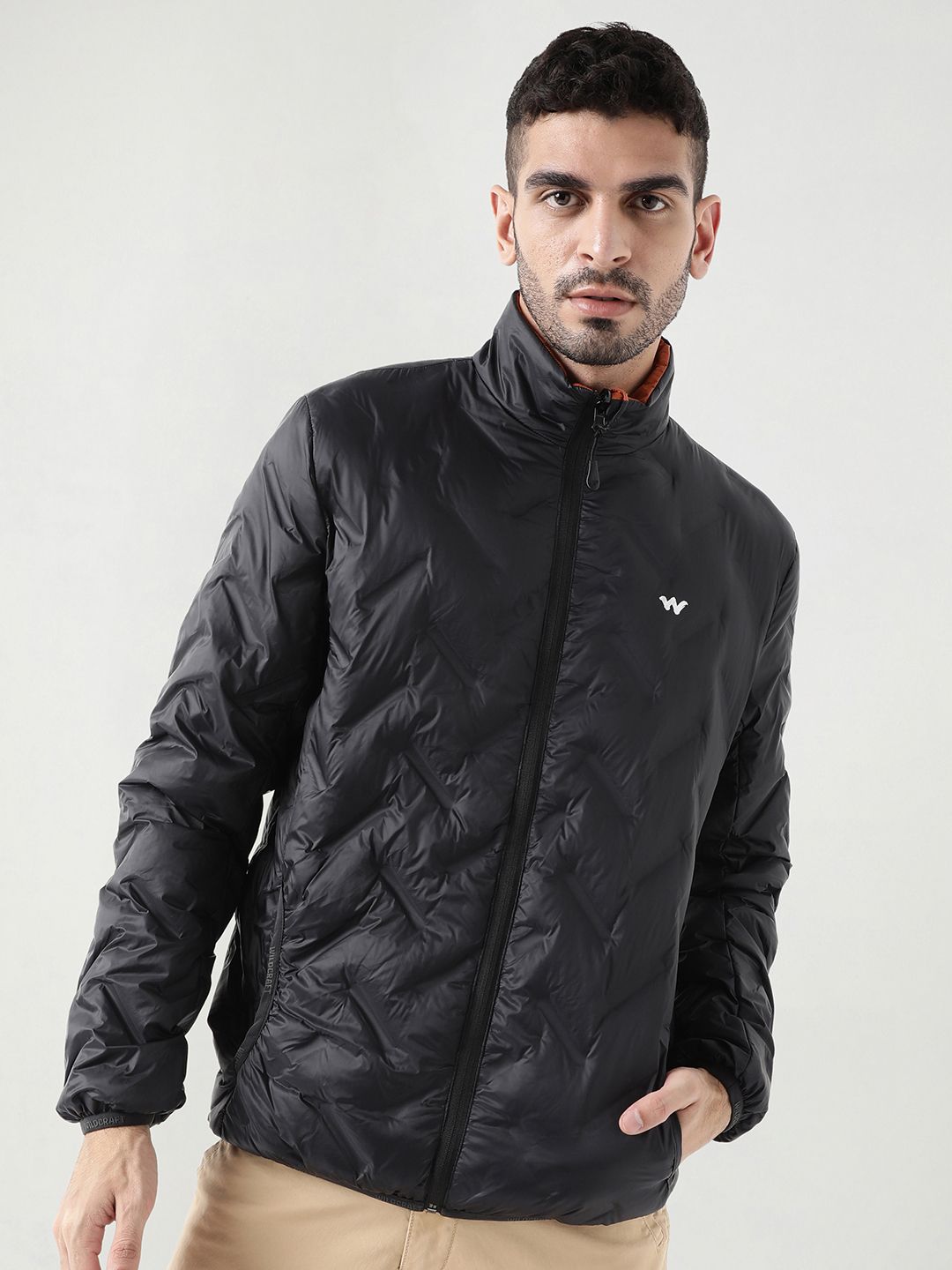 Wildcraft Men Mock Collar Solid Casual Quilted Reversible Jacket