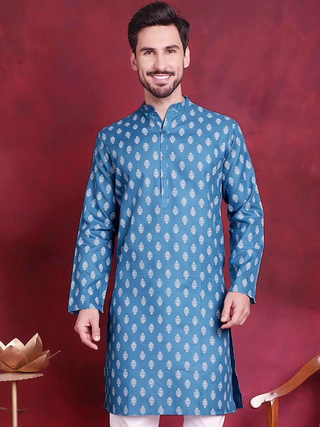 Jompers Men Floral Printed Kurta