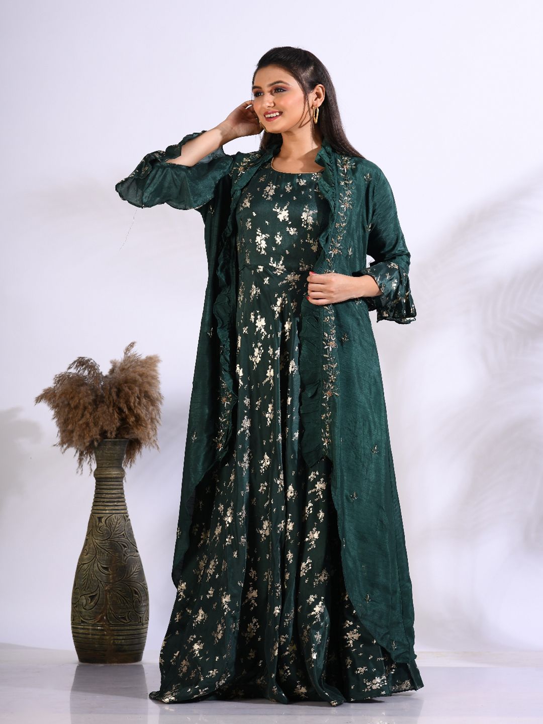 Buy Morchari Women A-Line Maxi Gown with Jacket - Ethnic Dresses for Women  27100686 | Myntra