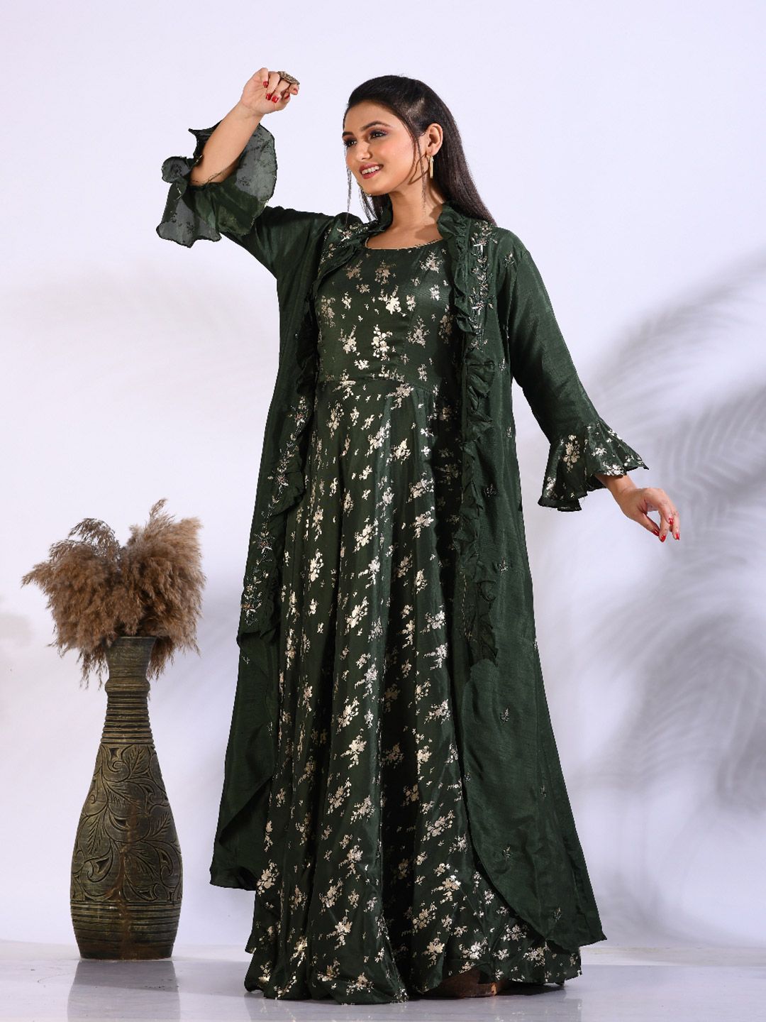 Buy Morchari Women A-Line Maxi Gown with Jacket - Ethnic Dresses for Women 27100686 | Myntra Buy Morchari Women A-Line Maxi Gown with Jacket - Ethnic Dresses for Women 27100686 | Myntra