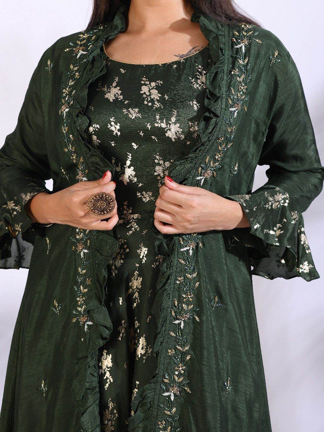 Buy Morchari Women A-Line Maxi Gown with Jacket - Ethnic Dresses for Women  27100686 | Myntra