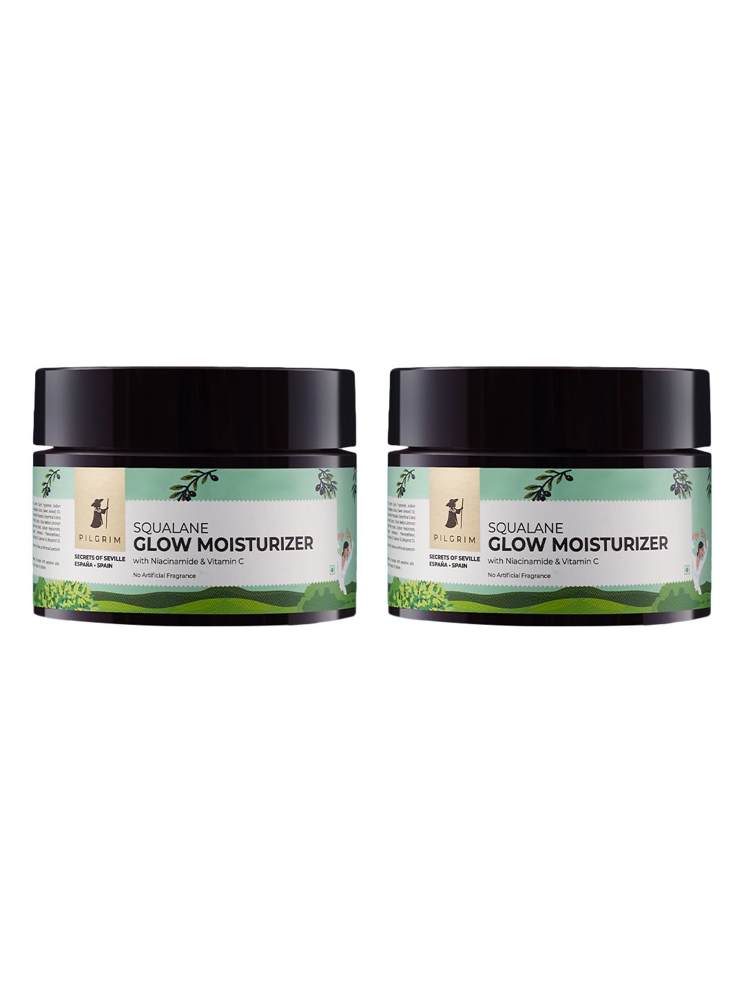 Set of 2 Glow Moisturizer Pilgrim Set of 2 Squalane Glow Moisturizer with Vitamin C & Niacinamide - 50g Each
