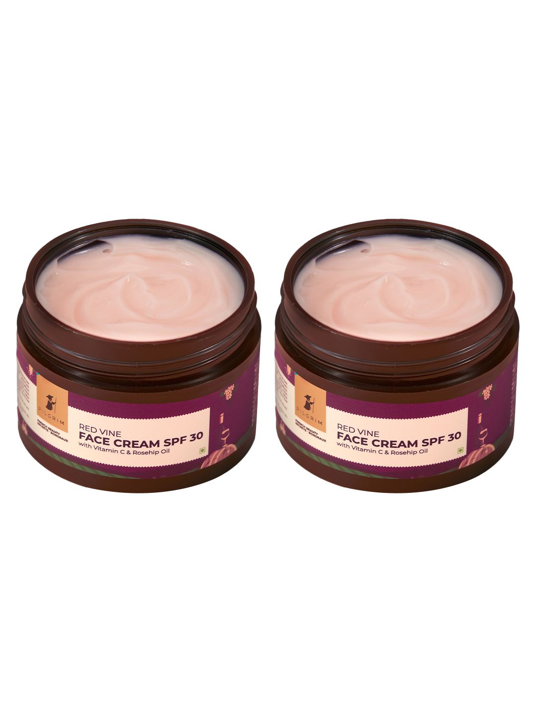 Set of 2 Red Vine Face Cream Pilgrim Set of 2 Red Vine Face Cream SPF 30 with Vitamin C & Rosehip Oil for Dark Spots