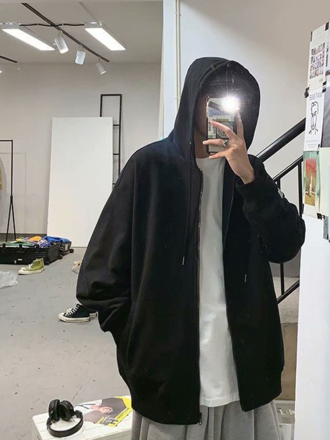 StyleCast Men Hooded Solid Casual Bomber Jacket