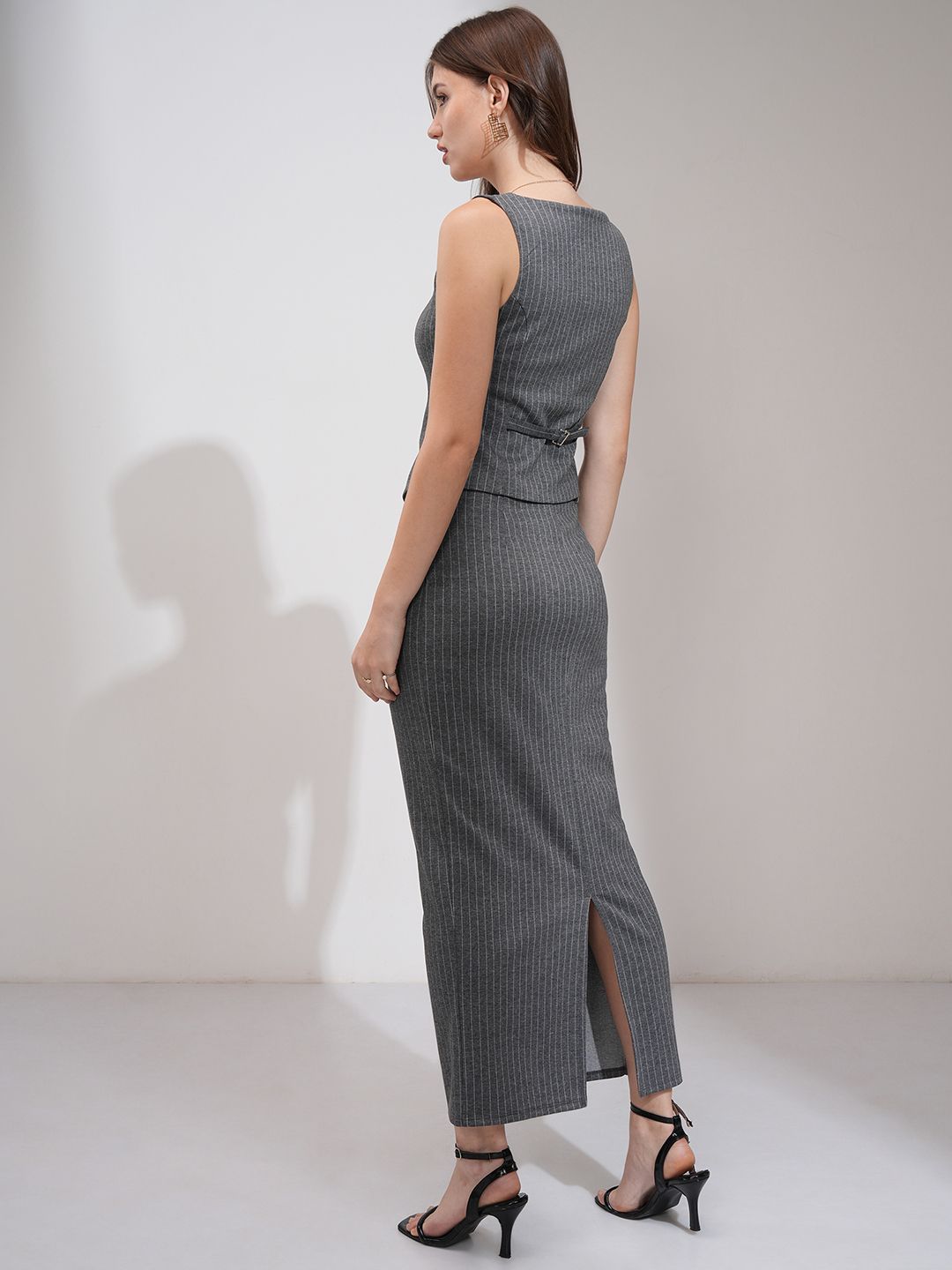 Buy CHIC BY TOKYO TALKIES Women Pinstriped Vest & Midi Column