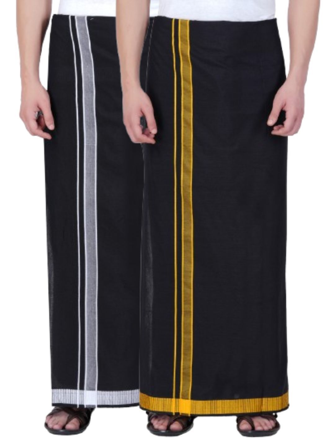 Ethazh Men Set of 2 Cotton Slip On Dhotis