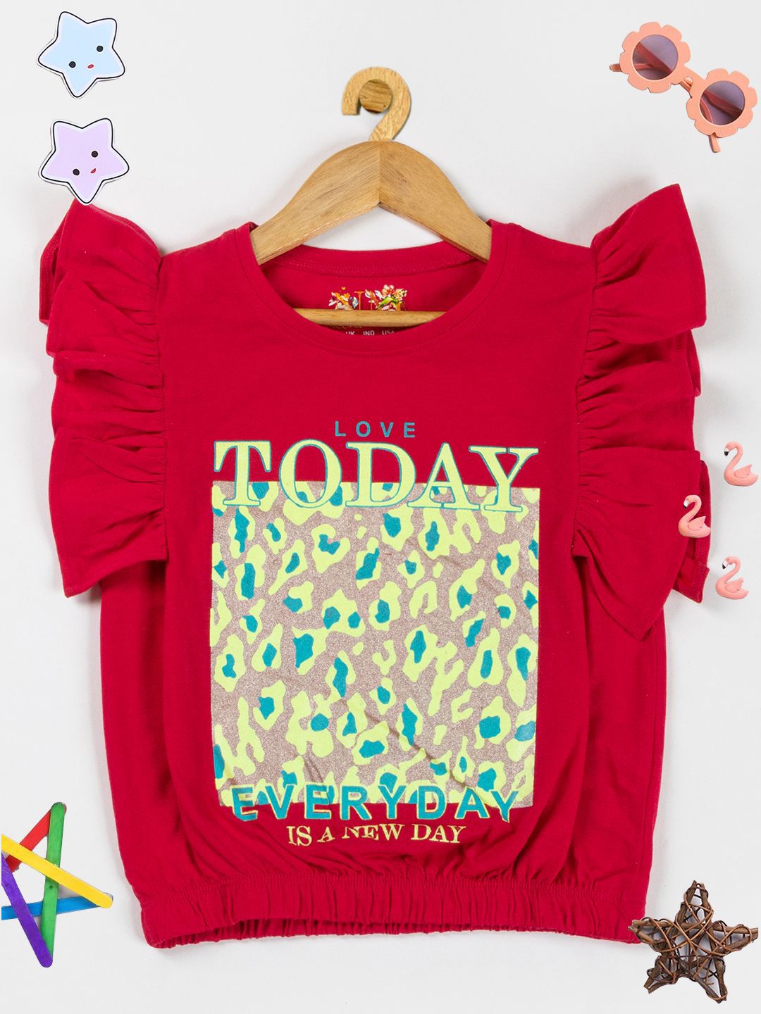 PAMPOLINA Girls Printed Round Neck Top