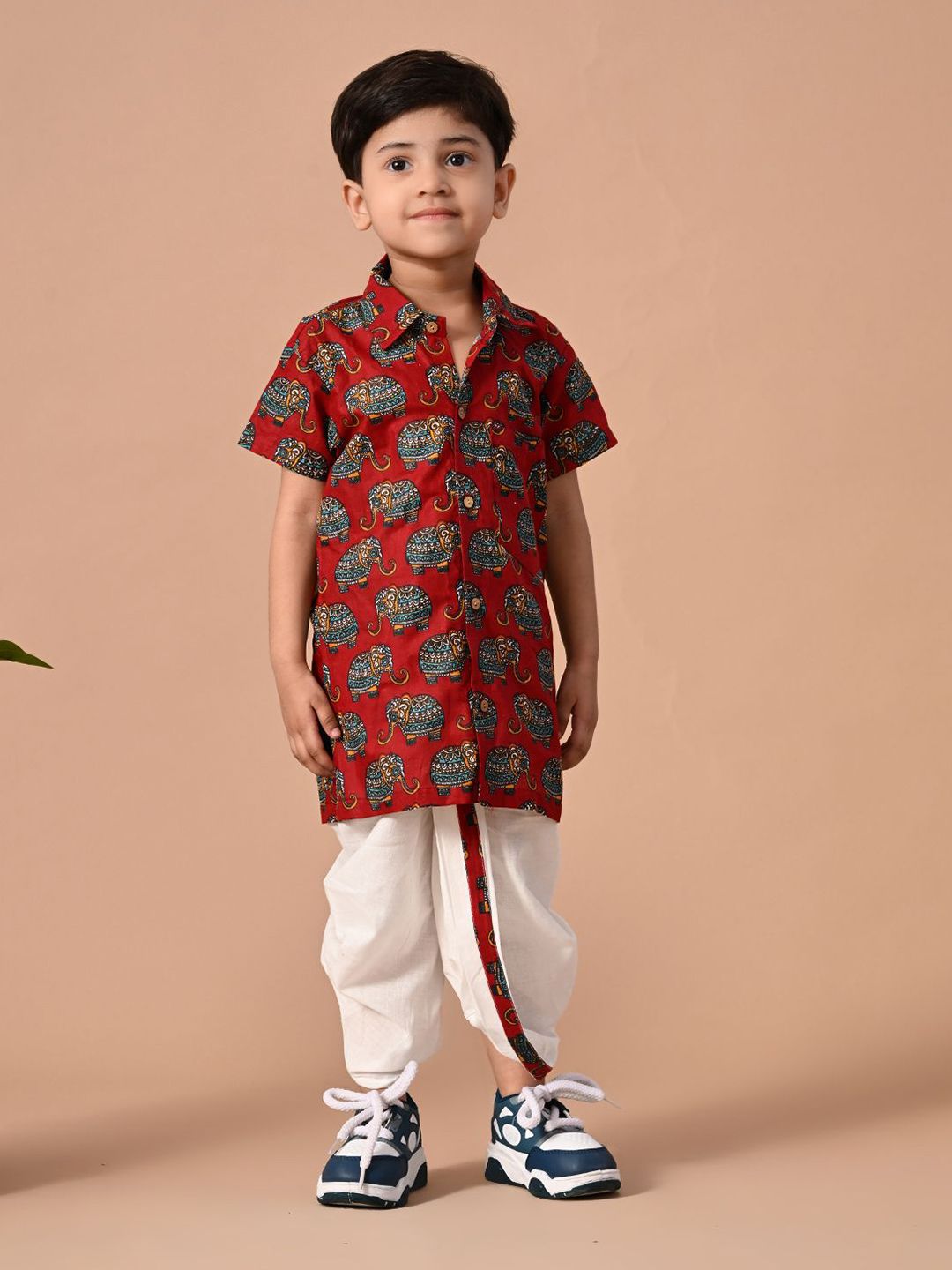 BAESD Boys Printed Shirt with Dhoti Pants