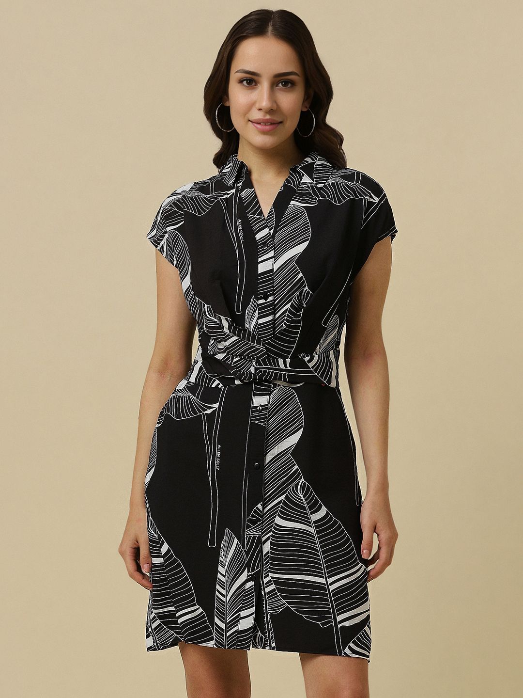 Allen Solly Woman Printed Shirt Collar Shirt Dress