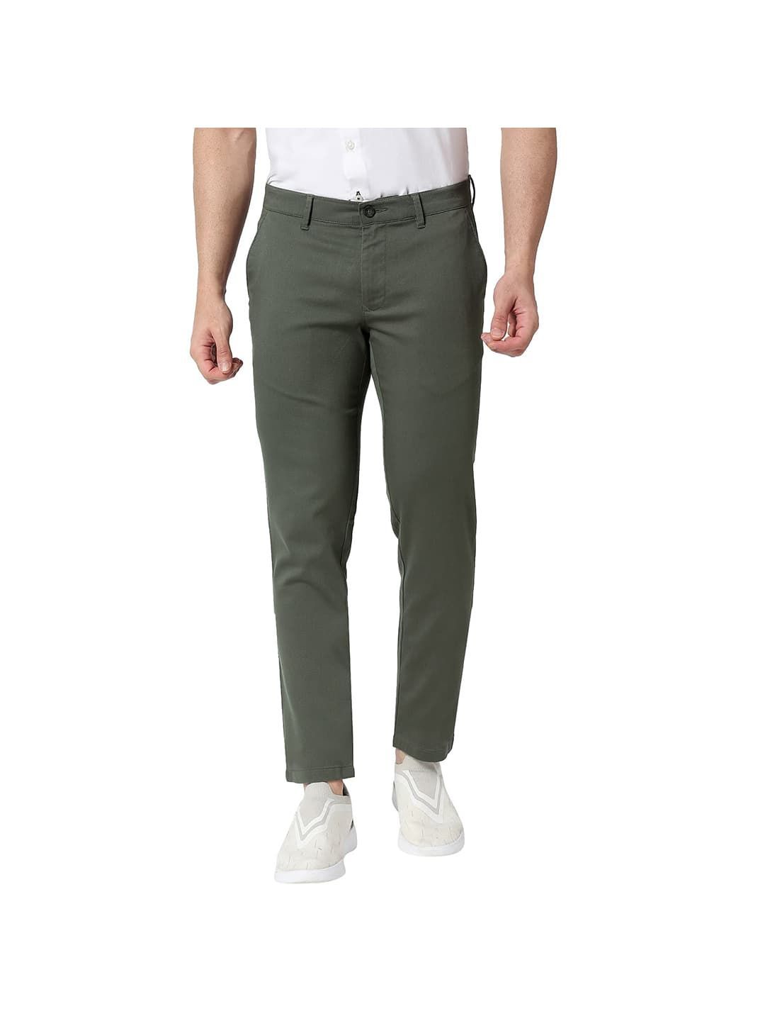 Basics Men Tapered Fit Mid-Rise Cotton Trousers