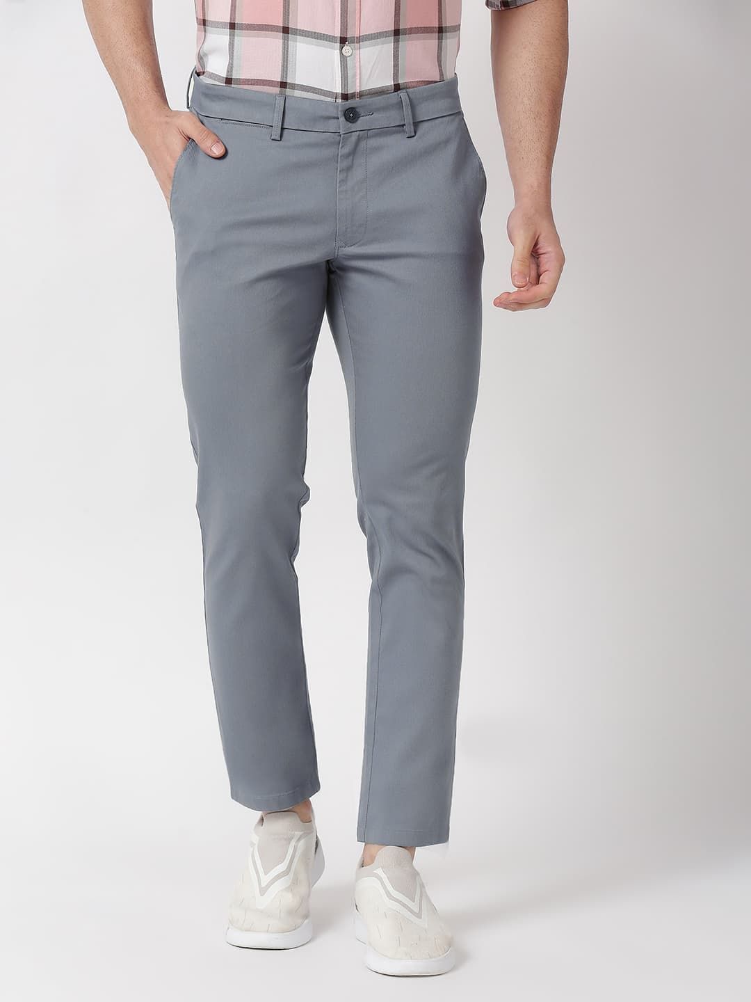 Basics Men Tapered Fit Mid-Rise Cotton Trousers