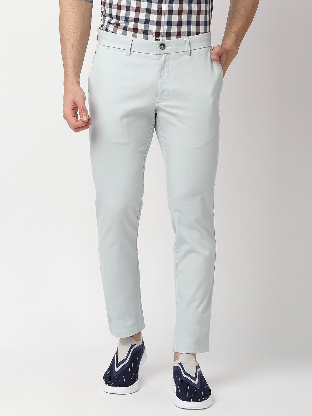 Basics Men Tapered Fit Cotton Formal Trouser