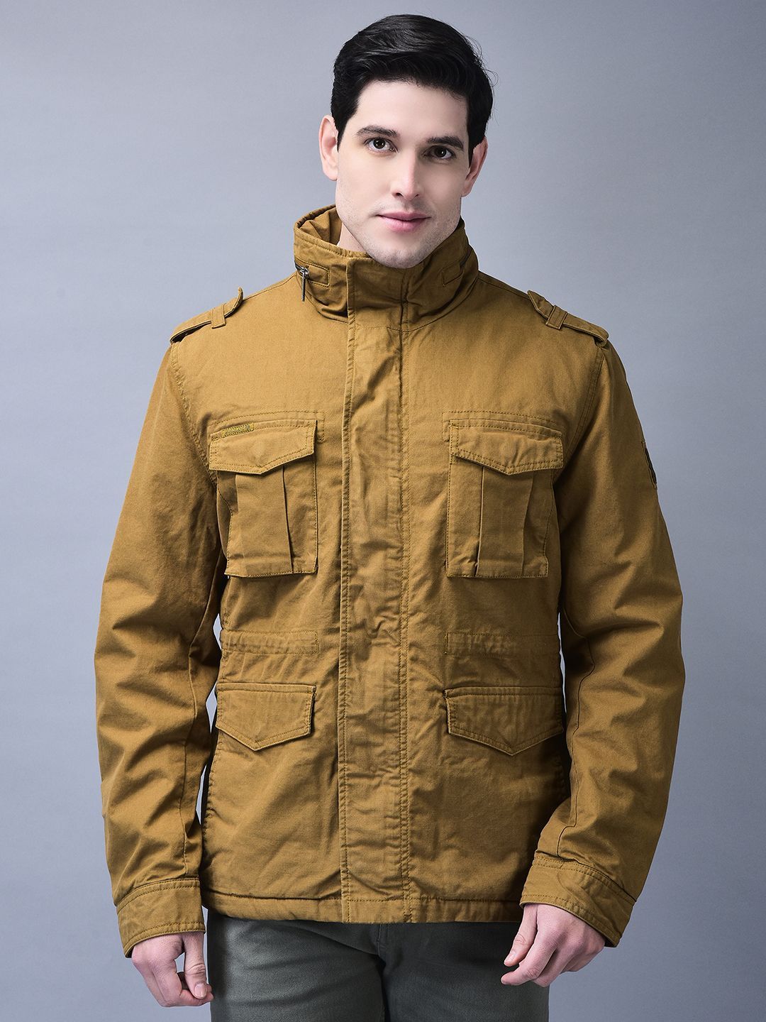 Woodland Men Mandarin Collar Solid Casual Tailored Jacket
