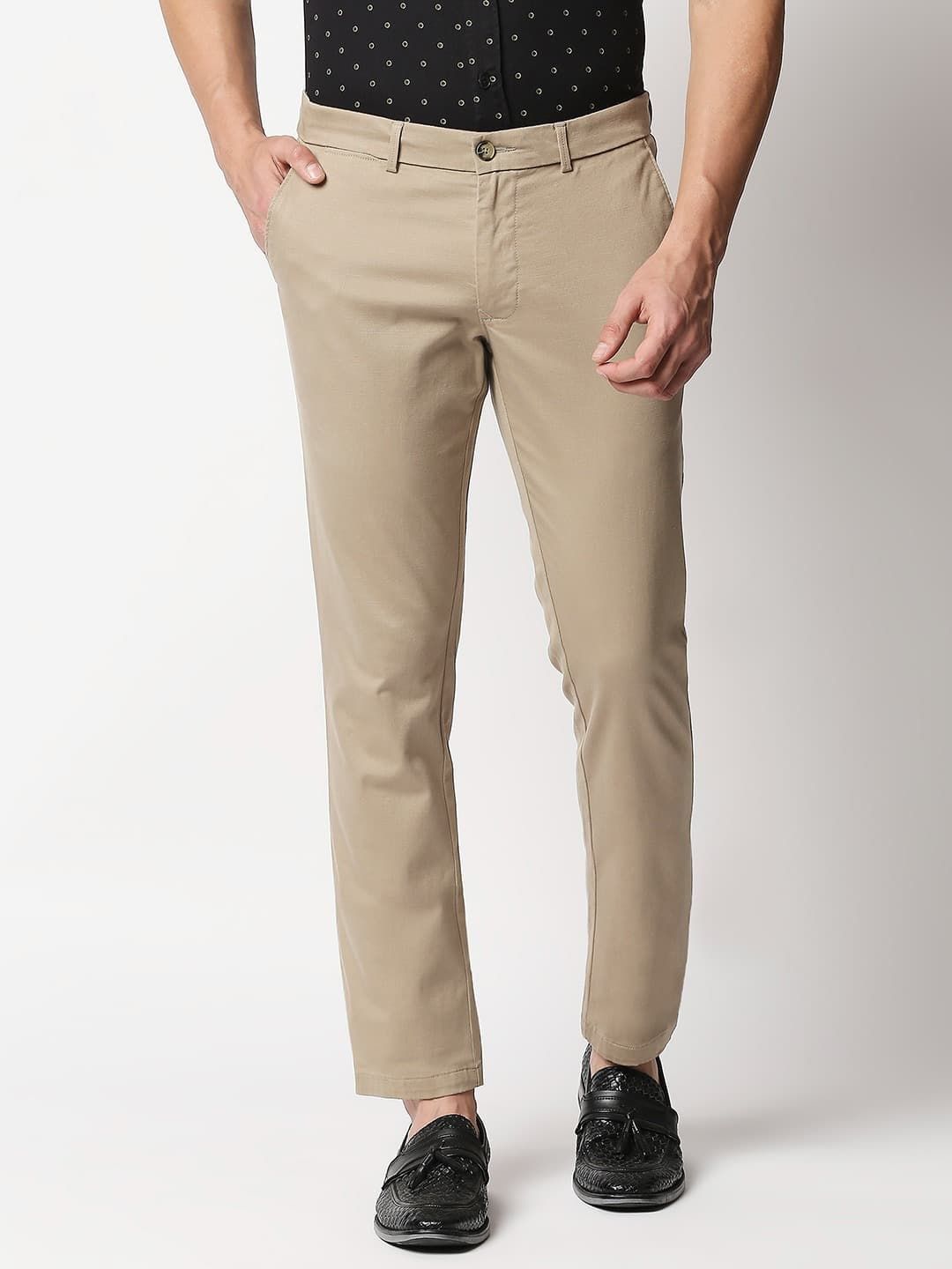 Basics Men Skinny Fit Low-Rise Trousers