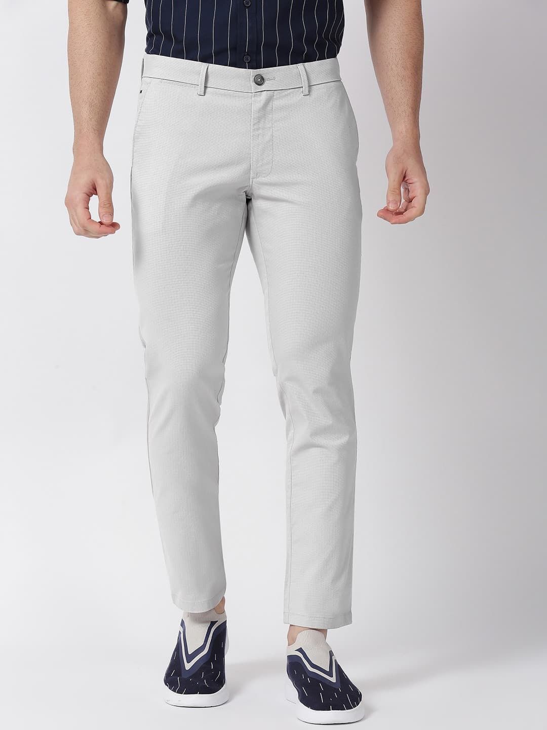 Basics Men Cotton Skinny Fit Low-Rise Trousers