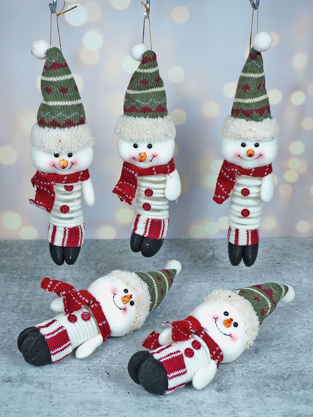 Little Surprise Box 5Pcs Red & White Snowman Christmas Tree Ornament