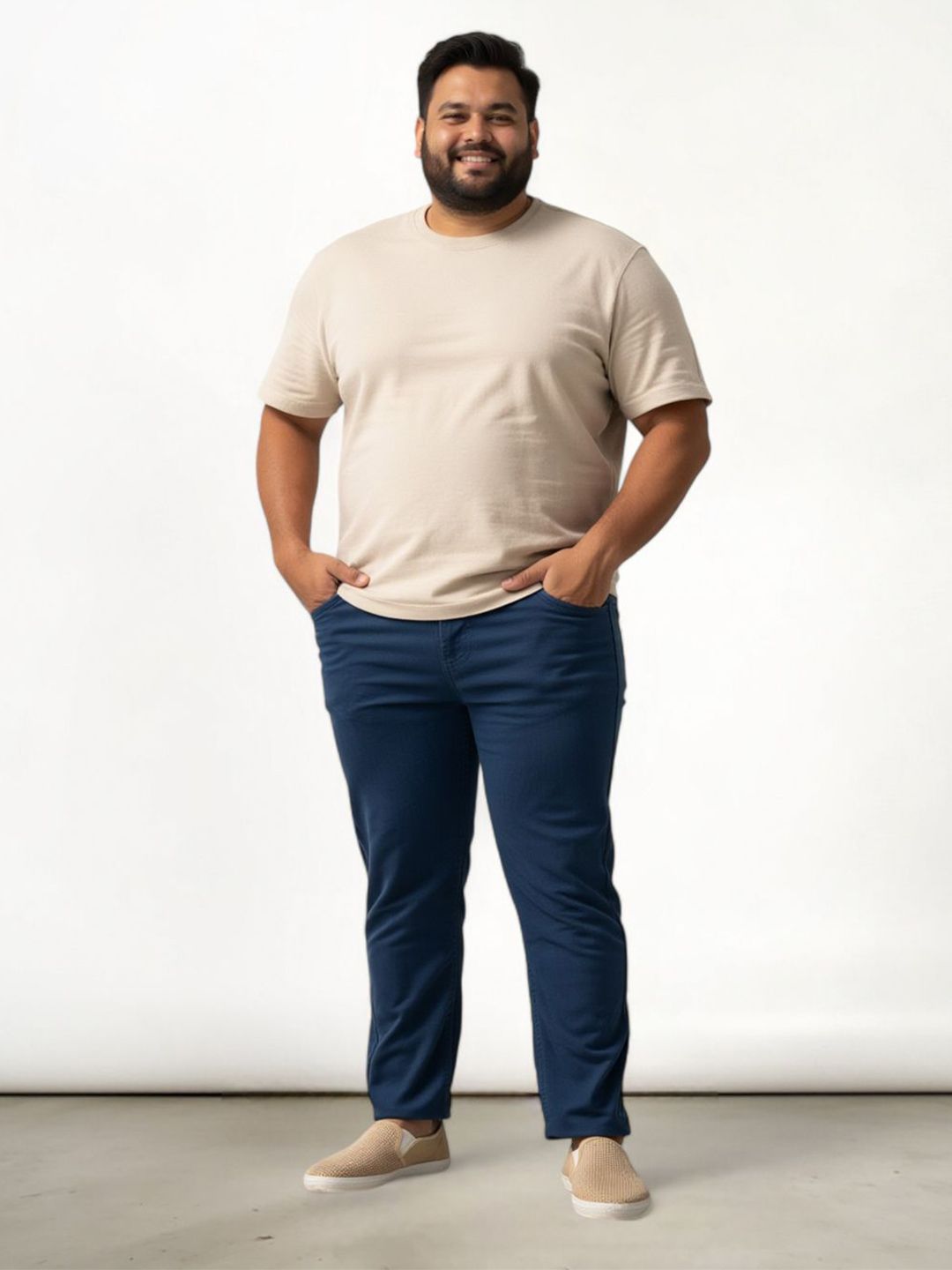 The Pant Project Men Imperial Blue Jino Slim Fit Plus-Size Stretchable Cotton Jeans