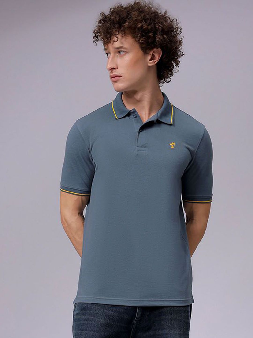 The Indian Garage Co Men Polo Collar Solid T-shirt