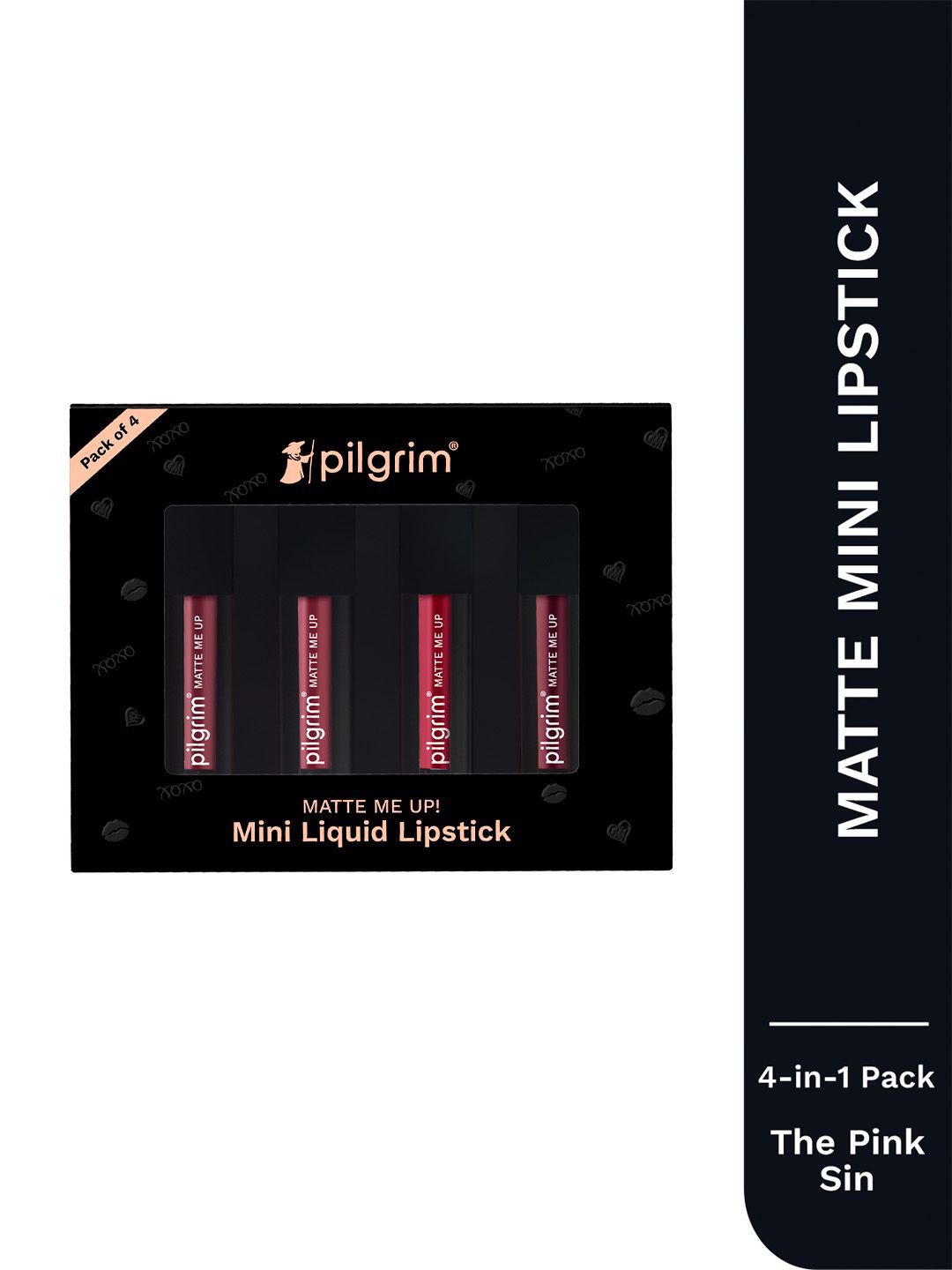 4-Pcs Lipstick - The Pink Sin Pilgrim Set Of 4 Matte Me Up Mini Liquid Lipstick - 4 ml Each - The Pink Sin