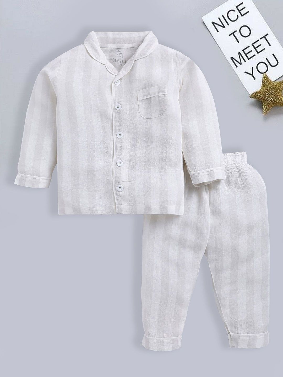 BABY GO Boys Striped Shirt with Pyjamas