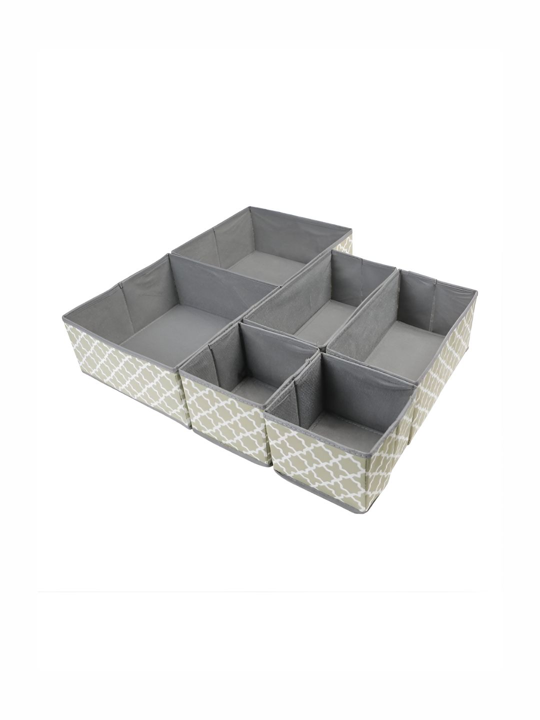 HOKIPO Grey & White 6 Pieces Regular Multi-Utility Organisers