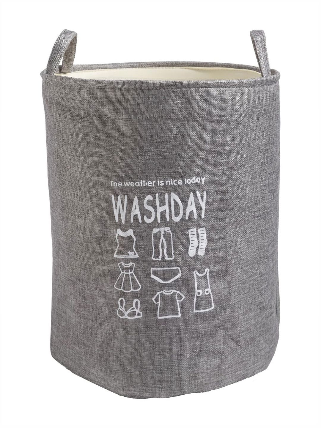 HOKIPO Grey Printed Folding Laundry Bag-43 L