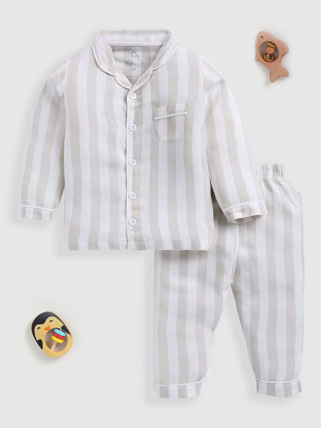 BABY GO Boys Striped Shirt with Pyjamas