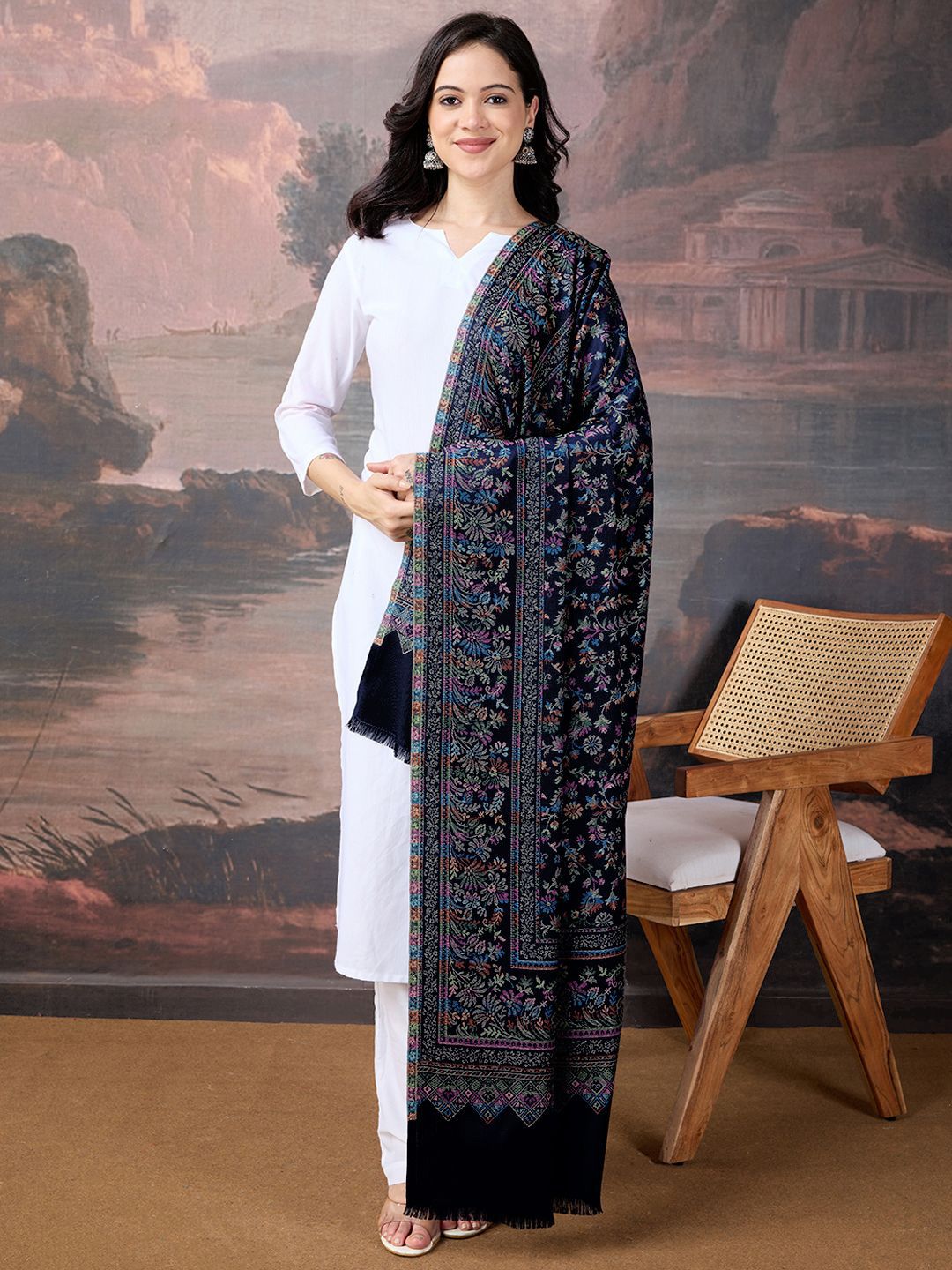 Sangria Women Kani Woven Ethnic Motifs Kalamkari Pashmina Shawl
