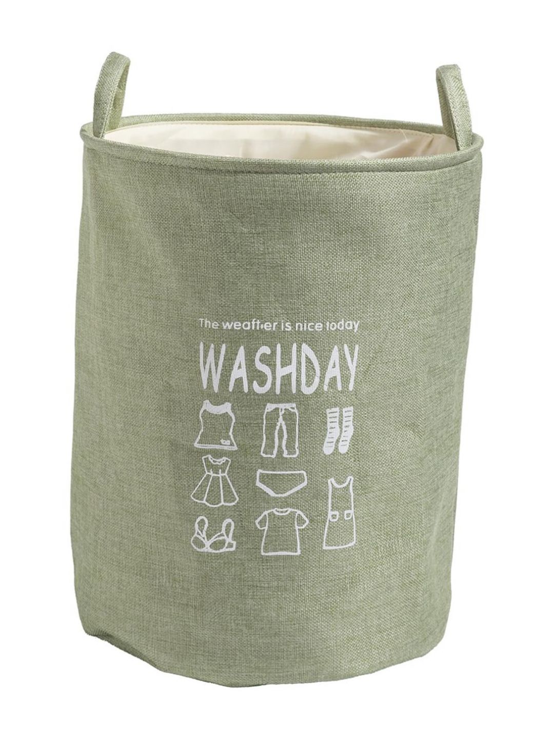 HOKIPO Green & White Printed Foldable Laundry Bag 43L