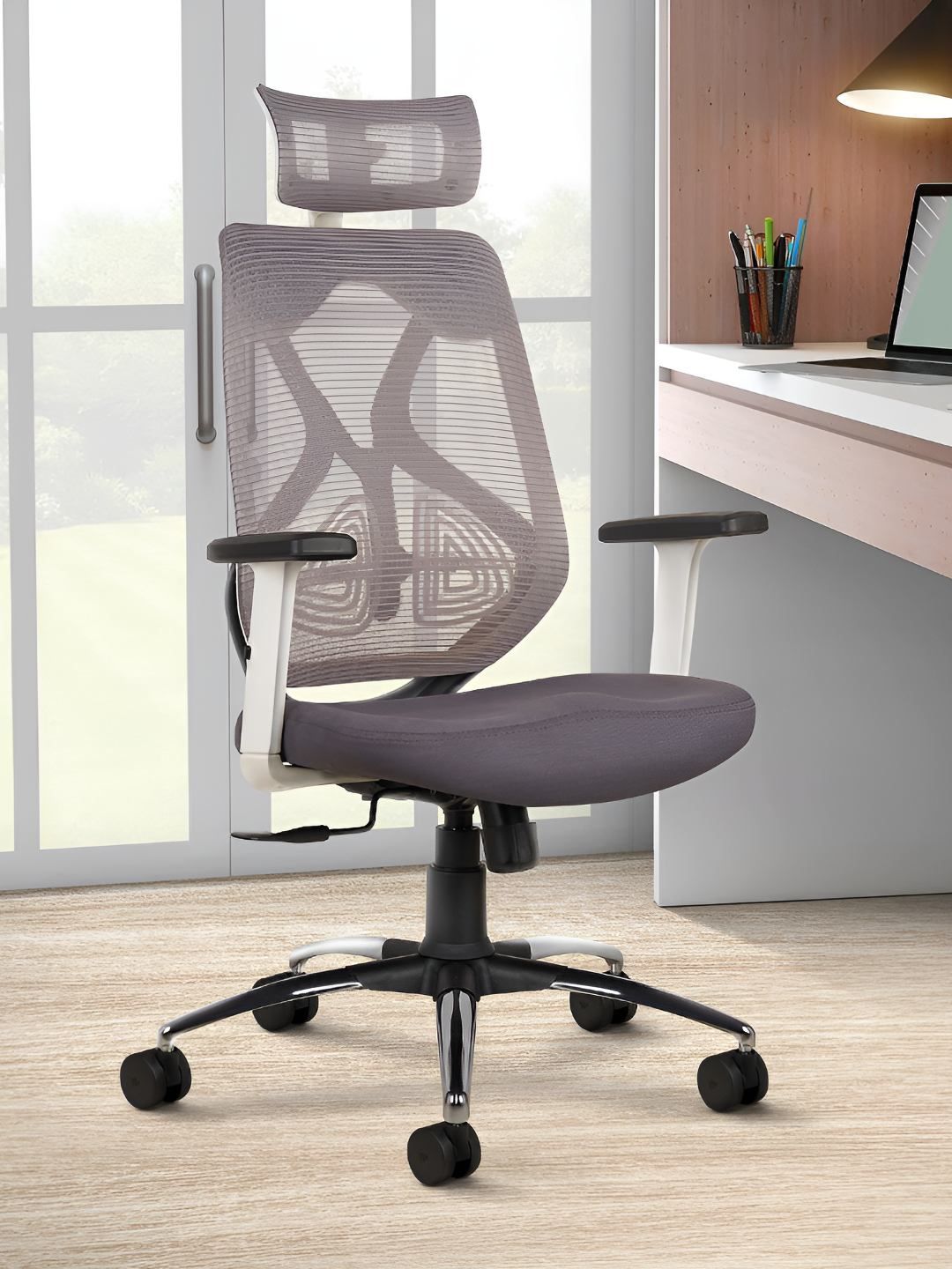 CELLBELL Grey & White C190 Berlin Executive Mesh Office Chair