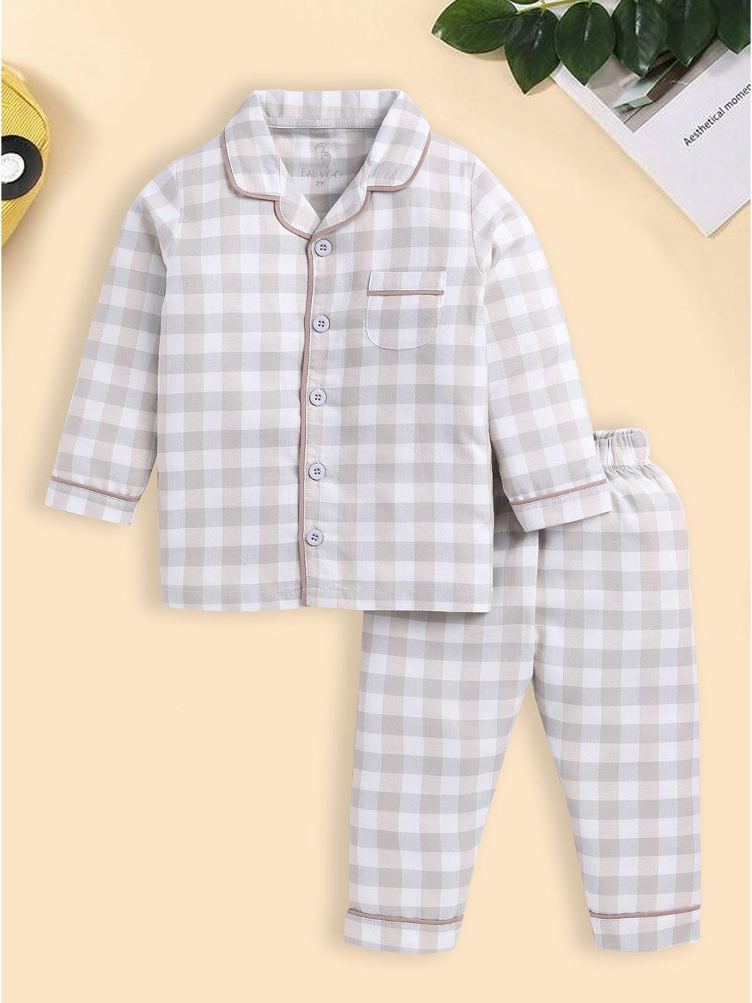 BABY GO Boys Checked Shirt with Pyjamas
