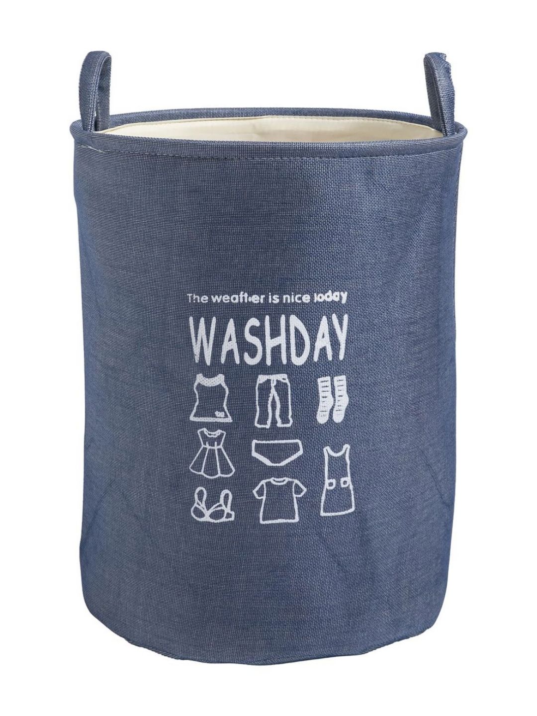 HOKIPO Blue & White Printed Folding Laundry Bag-43 L