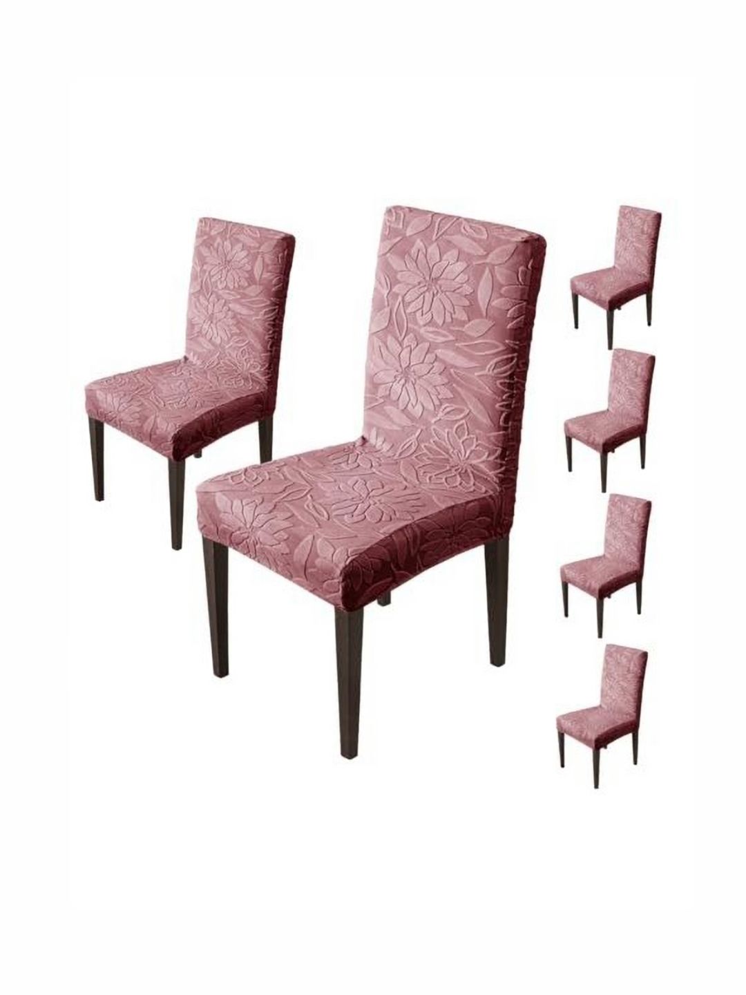 HOUSE OF QUIRK Maroon 6 Pieces Floral Waterproof Removable Chair Covers