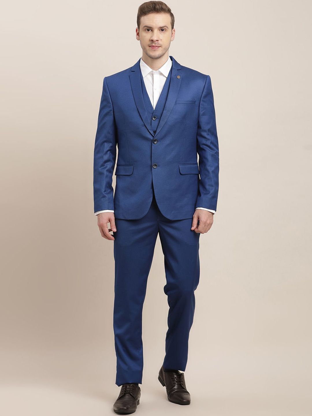 Turtle Men Tailored Fit Pure Cotton Single-Breasted Three-Piece Suit