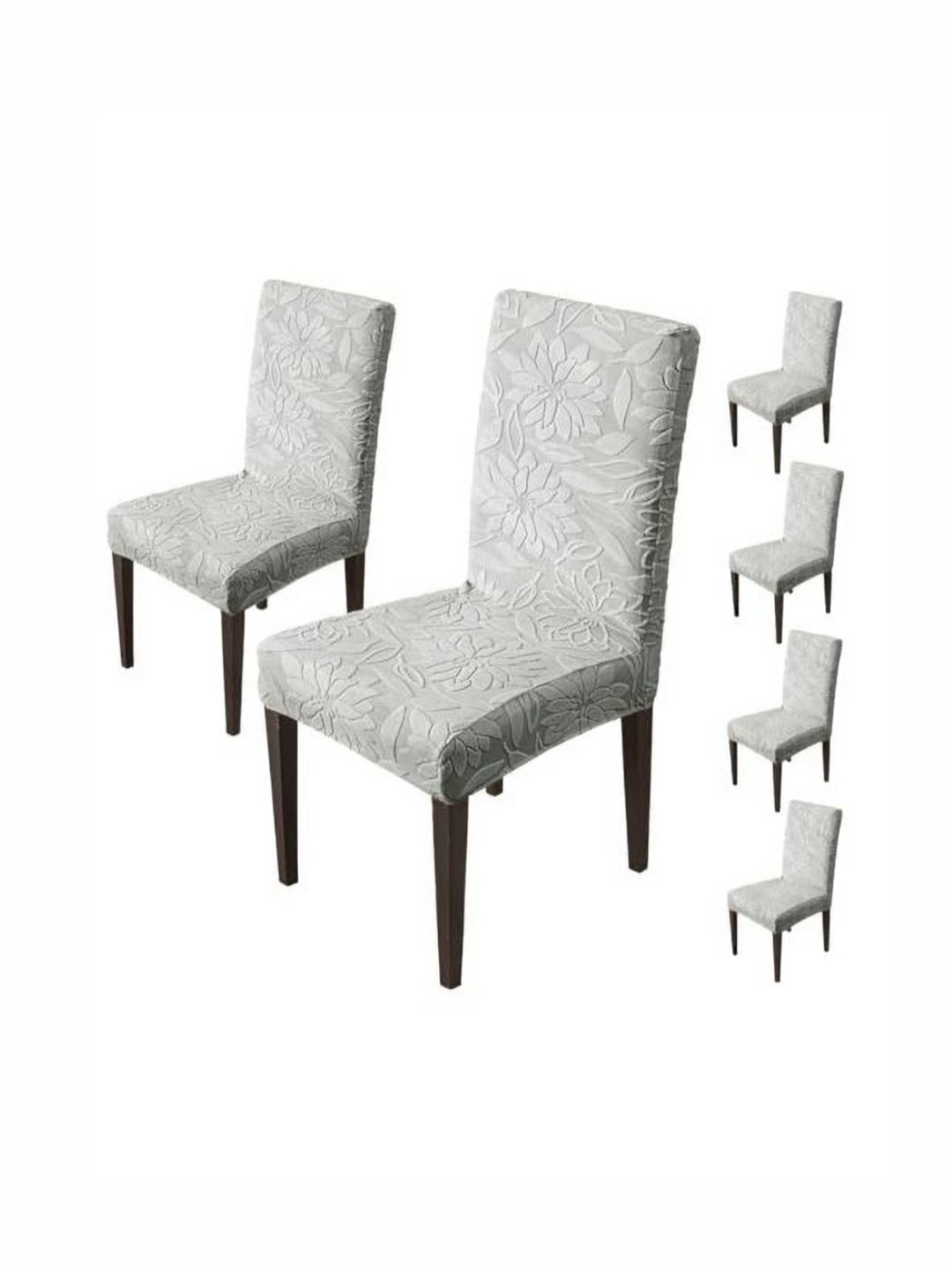 HOUSE OF QUIRK Grey 6 Pieces Floral Dining Chair Covers