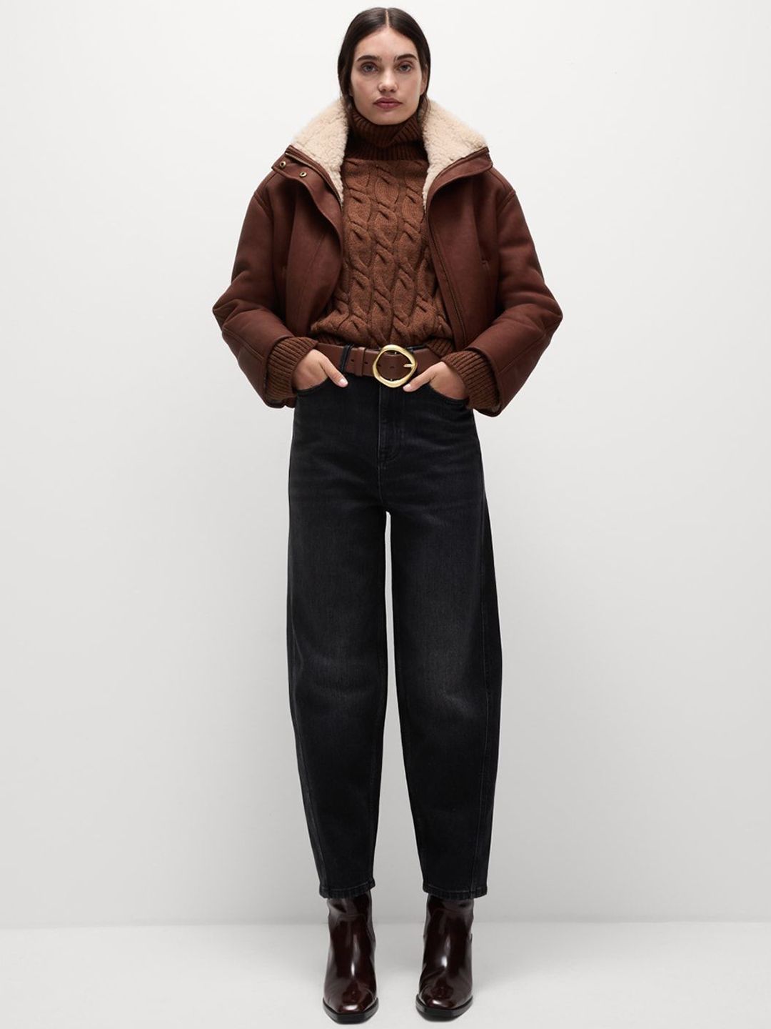 High Waisted Carrot Leg Ankle Grazer Jeans