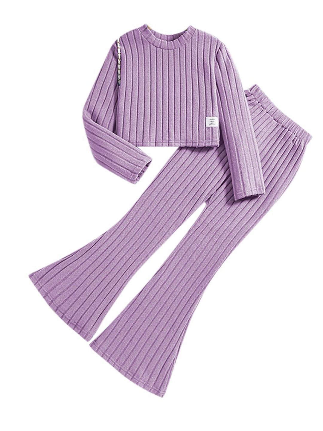 StyleCast x Revolte Purple Girls Striped Top with Palazzos