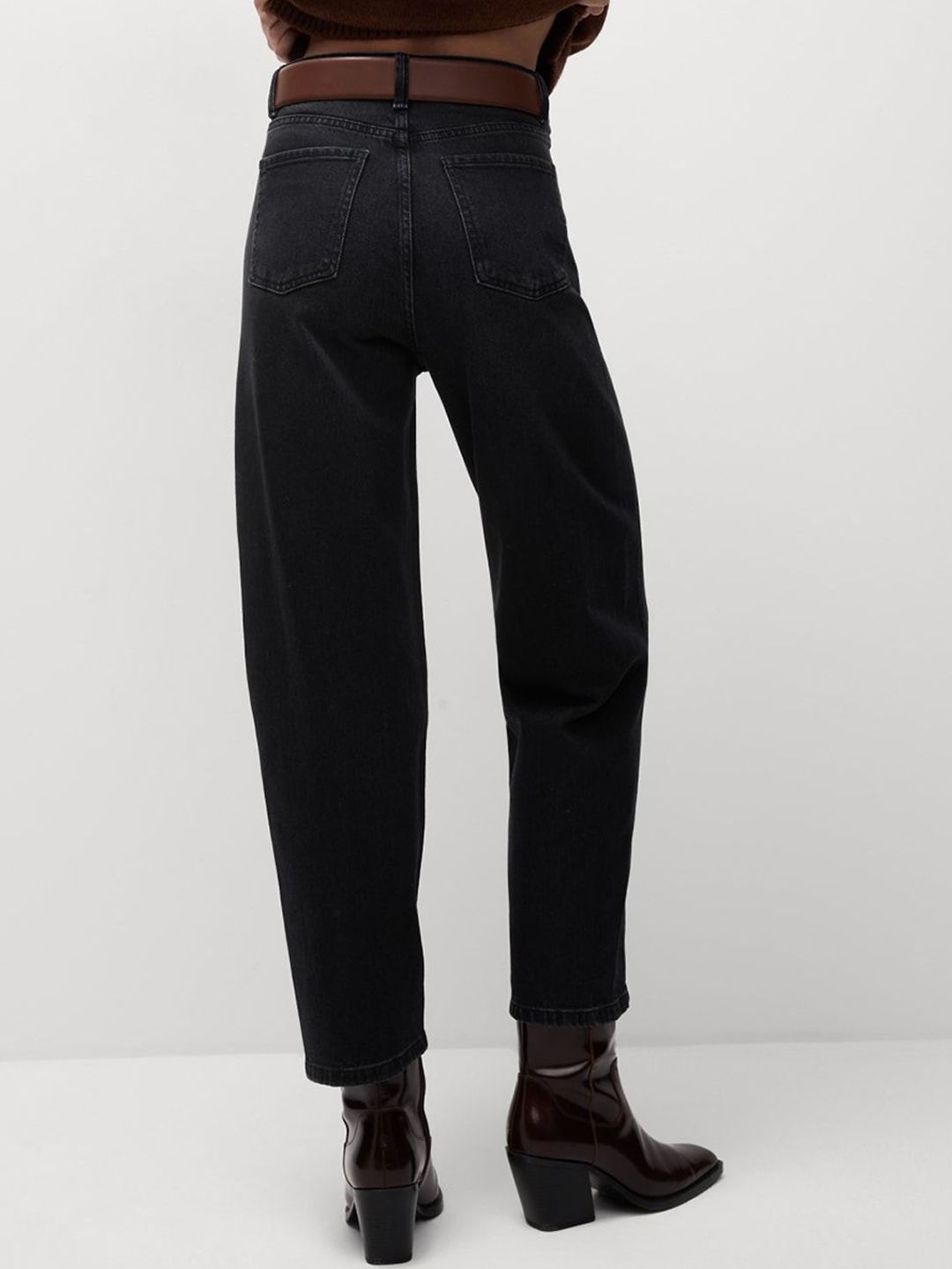 High Waisted Carrot Leg Ankle Grazer Jeans