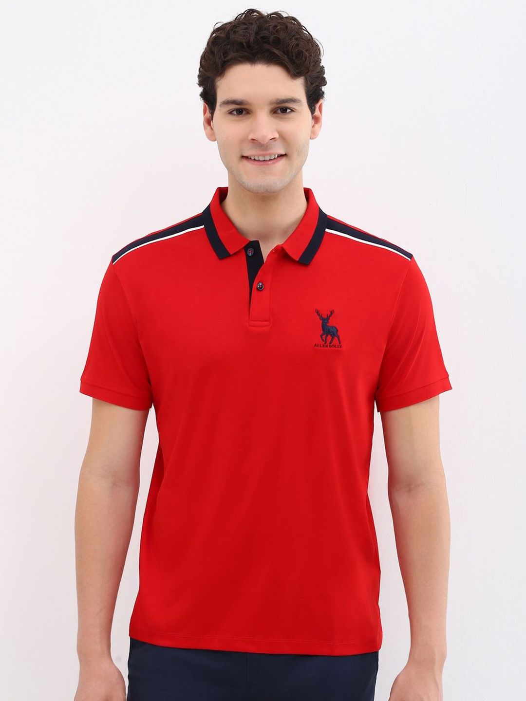 Allen Solly Men Brand Logo Printed Polo Collar Cotton T-shirt