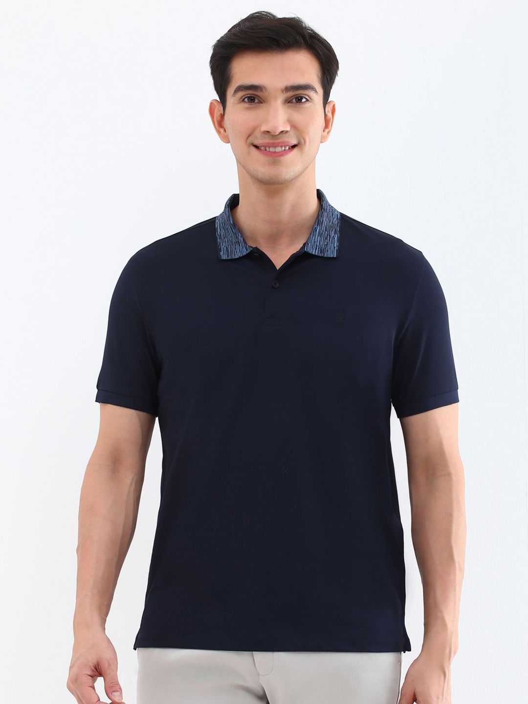 Allen Solly Men Solid Polo Collar Cotton T-shirt