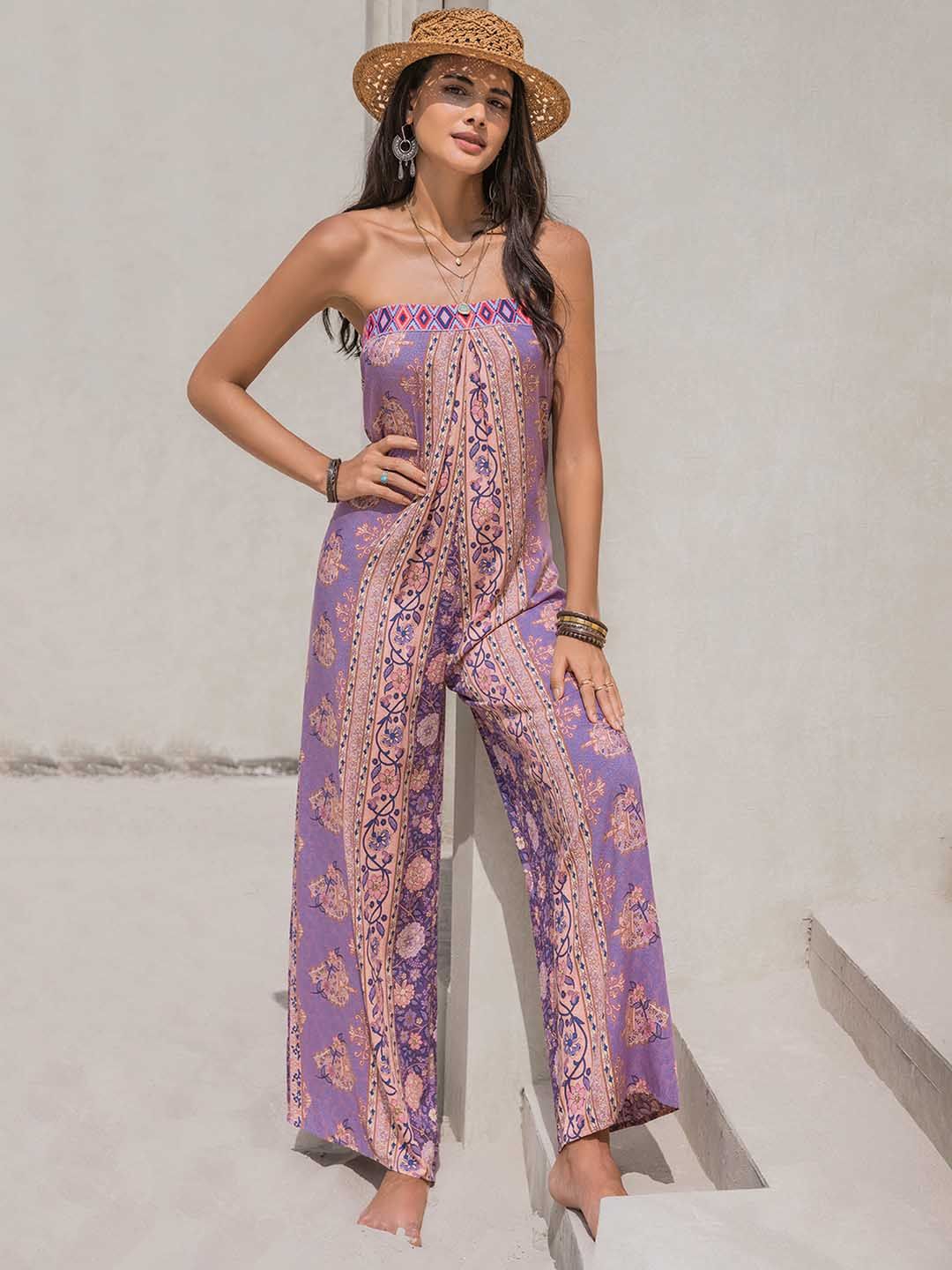 JC Mode Off-Shoulder Printed Basic Jumpsuit
