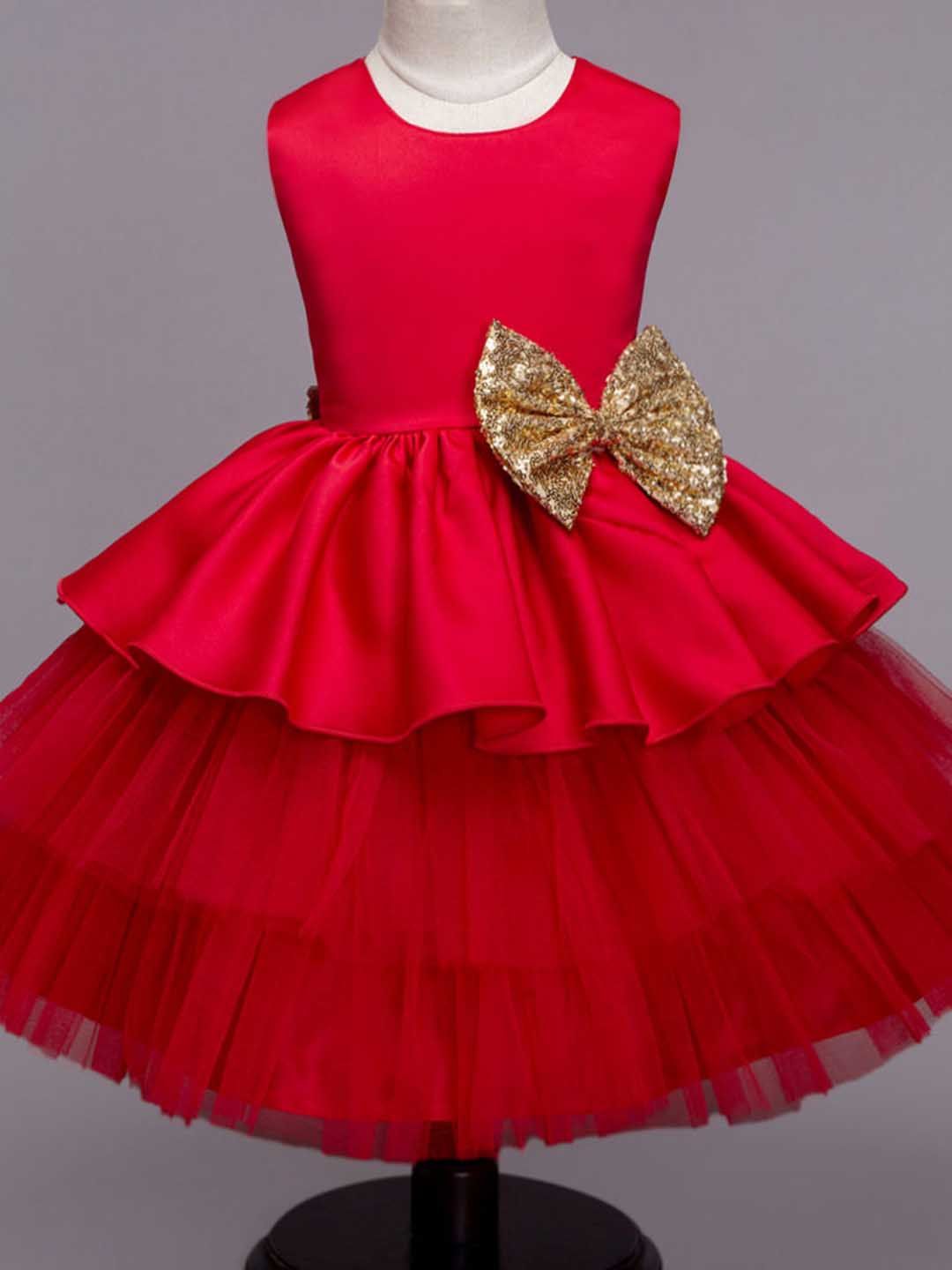 The Magic Wand Girls Embellished Satin Fit & Flare Dress