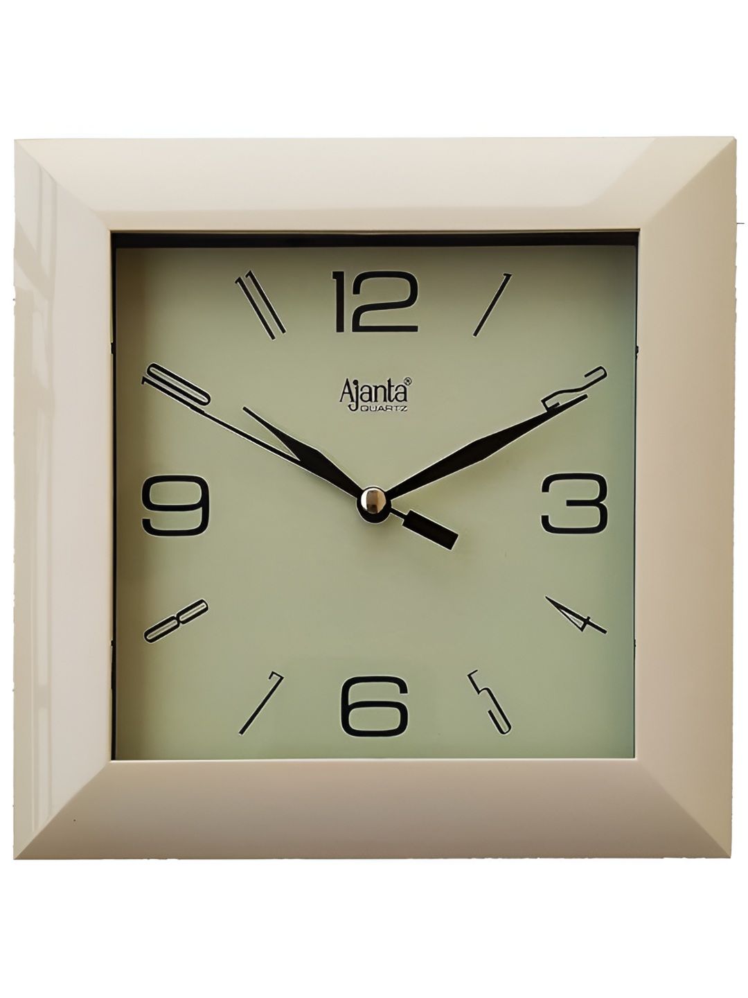 Ajanta Ajanta Gold Toned & Black Square Shaped Wall Clock