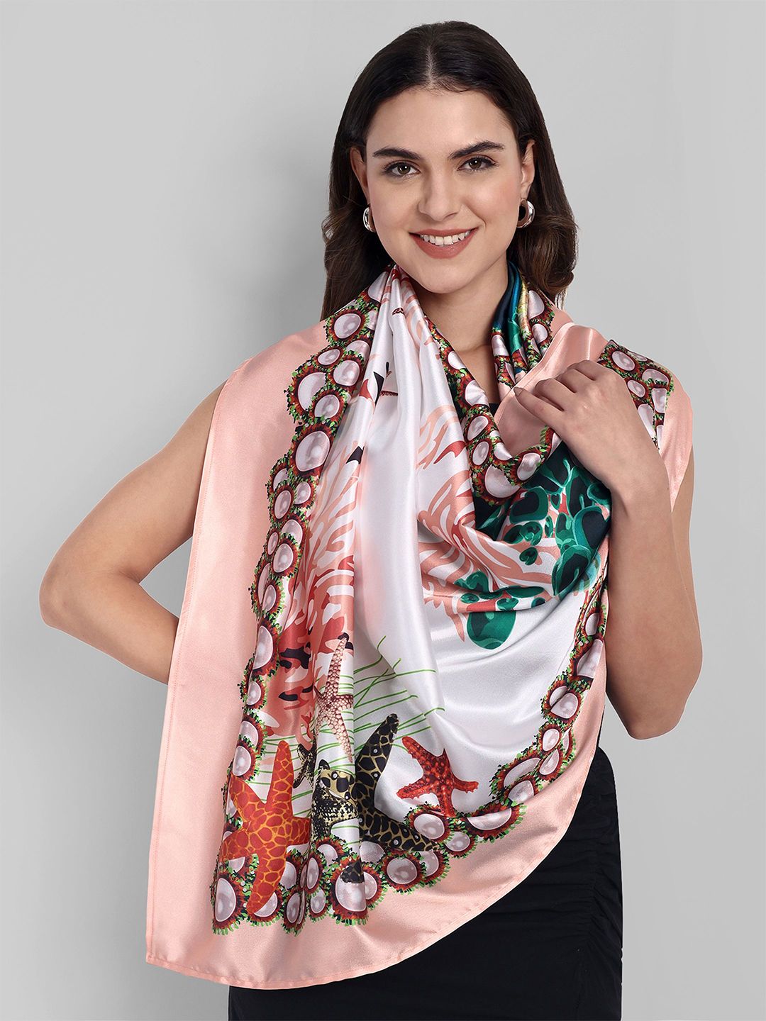 Buy Sarisp Women Satin Printed Scarf - Scarves for Women 31892541