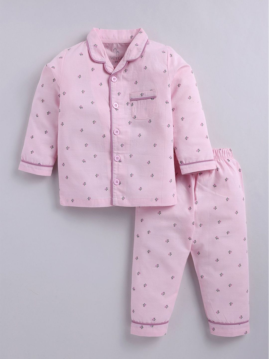 BABY GO Boys Conversational Printed Cuban Collar Pure Cotton Casual Shirt With Pyjamas