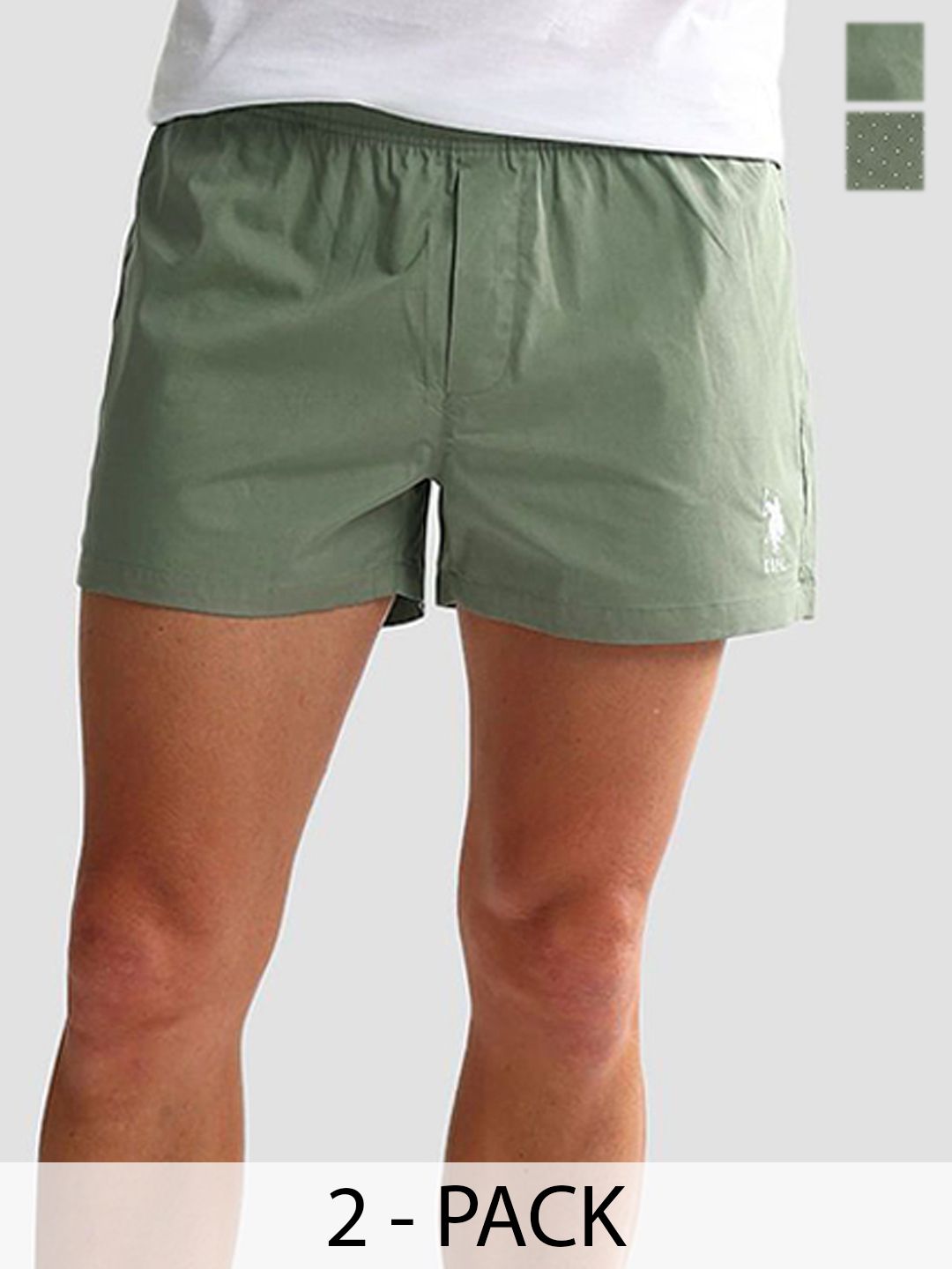 U.S. Polo Assn. Pack Of 2 Men Mid Rise Pure Cotton Boxers OEX05-G01-P2